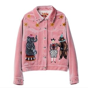 Unlogical Poem Circus Embroidered Pink Velvet Jacket L